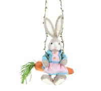PRETYZOOM Garden Statue Swing Straw Bunny Rabbit Figure on Carrot Swing Hanging Easter Bunny Figurine Yard Tree Hanging Sculpture Animal Pendant Decor Girl