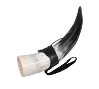 PRETYZOOM Genuine Handmade Viking Horn Drinking Horn Holder Medieval Ox Horn Tumbler for Beer, Wine and Mead - Retro Decoration and Travel Accessory