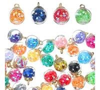 PRETYZOOM Glass Crystal Ball Charms 50Pcs Mixed Colors 16Mm DIY Jewelry Pendants for Necklace Earrings Craft Accessories Handmade Ornaments