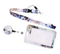 PRETYZOOM Glitter Marble PVC Id Card Holder with Easy Pull Reel Name Badge Protector for Work School Bus Cards Security Sleeve for Student and Office Use