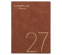 PRETYZOOM Goal Setting Planner for Students and Professionals, Brown A5 Academic Planner with Time Block Scheduling, Smooth Writing Paper, Flexible Planning for Office and School Use