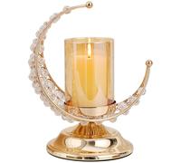PRETYZOOM Gold Ramadan Candle Holder Moon Glass Tea Light Holder Arabic Candle Holder Metal Candle Holder Eid Mubarak Ornaments Muslim Islam Decoration Living Room Table Decoration Muslim Decoration
