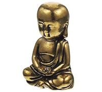 PRETYZOOM Golden Brass Miniature Monk Figurine Decorative Desktop Ornament for Living Rooms and Offices, Space-saving Vintage Style Zen Room Decor Statue Sculpture