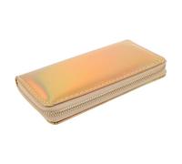 PRETYZOOM Golden Holographic Long Zipper Clutch Wallet Featuring Coin and Card Organizer, Flat Polyester and Pvc Purse for Exhibitions and Casual Evenings