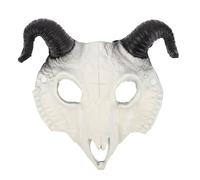 PRETYZOOM Gothic Goat Head Skull Mask Ram Horns Animal Skull Costume Demon Devil Evil Decorative Mask Cosplay Halloween Decor Prop For Kids White