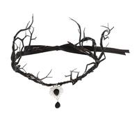 PRETYZOOM Gothic Headband Antler Horn Headpiece with Foldable Structure and Resin Craftsmanship Black Fairy Accessories for Women Elegant Halloween Parties Costume