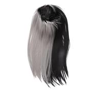 PRETYZOOM Gradient Black and Grey Half Wig for Women Long Straight Synthetic Hairpiece Heat Resistant Costume Wig for Party Cosplay Halloween Fashion Hair Accessories