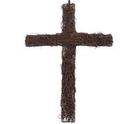 PRETYZOOM Grapevine Cross Wreath, Rattan Easter Wreath Rattan Woven Cross Wreath Frame Crucifix Wall Cross Garland Grapevine Wreath Ring Wall Hanging Cross Diy Cross Stake