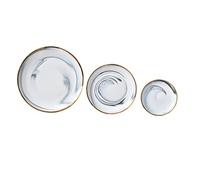 PRETYZOOM Grey Marble Effect Dessert Tray 6.10 in Ceramic Snack Plate with Non-Slip Base Phnom Penh Plate for Serving Fruit Western Food Appetisers Kitchen Tableware