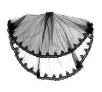 PRETYZOOM Halloween Black Lace Veil Lightweight Gauze Short Veil with Delicate Lace Pattern for Wedding and Photography, Easy to Fix Witch Costume Accessory