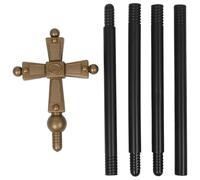 PRETYZOOM Halloween Costume Prop Lightweight Plastic Religious Cross Scepter Staff for Priests and Clergy, Golden Detachable Wand for Halloween Cosplay Party and Religious Costume