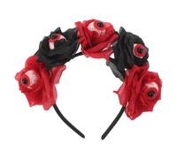 PRETYZOOM Halloween Decorative Headband with Realistic Bloody Eyeball and Rose Design Lightweight Hair Hoop for Haunted House Carnival and Cosplay Party Accessories
