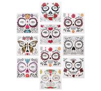 PRETYZOOM Halloween Face Stickers Easy to Paste and Remove 10 Sheets Skull Temporary Tattoos Water Transfer Unique Design for Halloween Party and Cosplay