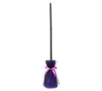 PRETYZOOM Halloween Witch Broomstick Costume Ornament Realistic Wizard Flying Broom Stick Accessory for Ball Kids Adults (Purple)