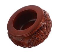 PRETYZOOM Handcarved Wooden Feng Shui Treasure Basin Prosperity Offering Bowl for Home Office Decor Natural Texture Wealth Magnet Functional Storage and Elegant Luck Ornament