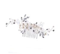 PRETYZOOM Handmade Bridal Comb Silver Pearl Wedding Hair Accessories Elegant Crystal Headwear for Women and Suitable for Weddings Dinners and Dances