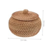 PRETYZOOM Handmade Vietnamese Rattan Storage Box with Lid Small Round Wicker Basket for Kitchen Organization Desktop Organizer Decorative Bin for Candy Snacks Jewelry