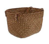 PRETYZOOM Handwoven Seagrass Storage Basket with Portable Design round Shape, Natural Decorative Boho Style for Bathroom Organization and Home Decor, Sustainable and Minimalist Storage