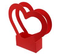 PRETYZOOM Heart Shaped Flower Box Paper Packaging Elegant Handheld Floral Basket for Roses Gypsophila Carnations Wedding Birthday Valentine Day Mother Day
