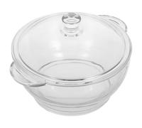 PRETYZOOM Heat-Resistant Glass Stockpot with Lid and Double Handles for Slow Stewing Noodles Soup and Braised Dishes High Borosilicate Glass Cookware for Home Kitchen Use