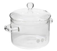 PRETYZOOM High Borosilicate Heat Resistant Glass Stew Pot with Lid Double Handle Household Cooking Pot for Soup Milk Instant Noodles Braising Easy Clean Non Stick Surface Suitable for Family