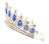 PRETYZOOM High-end Bridal Crown Blue Crystal Tiara Hairpiece, Delicate Princess Headband for Wedding, Birthday, and Party Hair Accessories
