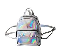 PRETYZOOM Holographic Purse Backpack Iridescent Purses for Women Hologram Flora - Chic Holographic Backpack Hologram School Shoulder Bag- Satchel for Girls (Grey)