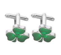 PRETYZOOM Ireland Shamrock Cufflinks for Men in Green Alloy with Sturdy Material and Easy to Put, Elegant and Classic Tie Clip Set for Business, Parties, and St Patrick's Day Accessories