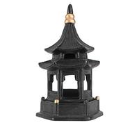PRETYZOOM Japanese Mini Statue Zen Garden Decoration Pagoda Tower Hexagon Meditation Tower Statue Sculpture Ornament Aquarium Bonsai Pond Landscape Yard Decoration Black