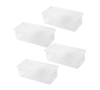 PRETYZOOM Large Capacity Stackable Plastic Pencil Box Set with Hinged Lid, Stationery Organizer for Students and Artists, 4pcs Bulk Pencil Cases for School and Office Storage