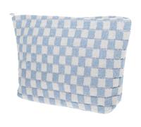 PRETYZOOM Large Portable Makeup Bag in Blue and Secure Zipper Closure with Knitting Fabric Versatile Accessory Cosmetic Organizer Pouch for Women for Occasion