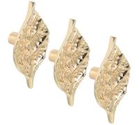 PRETYZOOM Leaf Drawer Handles for DIY Projects and Home Decor and Comfortable Touch 3pcs Zinc Alloy with Elegant Golden Finish Easy Installation for Cupboards and Nightstands