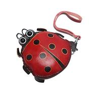 PRETYZOOM Leather Ladybug Coin Purse Change Wallet Cartoon Ladybug Dots Coin Pouch Credit Cards Holder with Zipper Red