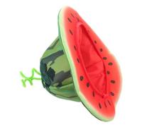 PRETYZOOM Lightweight Foldable Watermelon Shaped Cloth Bucket Hat with Realistic Watermelon Patterns, Cute Holiday Funny Headgear at Luau or Beach Parties