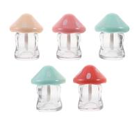 PRETYZOOM Lip Gloss Tubes Color Mushroom Shaped with Wand 5pcs Refillable Plastic Containers Washable and Creative Style for Lip Cream and Lipstick for Travel