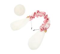 PRETYZOOM Lolita Rabbit Ear Headband and Tail with Lace Ribbon Plush Bunny Costume Props for Women Stable Frame Hairband Party Accessories for Halloween Cosplay Carnival Festival