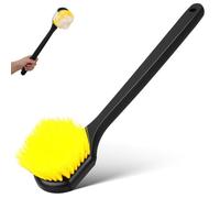 PRETYZOOM Long Handle Car Tire Brush with Hard Nylon Bristles for Effective Wheel Rims Cleaning, Ergonomic Grip Design for Car Washing and Detailing, Sturdy Plastic Material