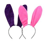 PRETYZOOM Long Rabbit Ear Headband Performance Hairband for Parties and Masquerade - 2Pcs Soft Cloth Hair Hoops High Elasticity and Comfortable Fit, Adorable Cartoon Style for Most People