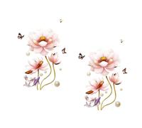 PRETYZOOM Lotus Flower Wall Stickers 2 Sheets Floral Pattern Self Adhesive Wall Decal for Bedroom and Corridor Decoration