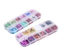 PRETYZOOM Love Heart Nail Art Stickers Set Holographic Nail Glitter Sequins with 2 Boxes 2-Compartment Rx01 12-Compartment Rx02 for Manicure