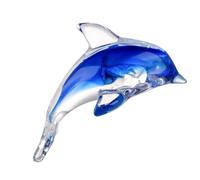 PRETYZOOM Lovely Small Dolphin Figurine Art Ornament Ocean Animal Decor for Home Tabletop Creative Blue Glass Craft Miniature Statue Gift for Friends and Family