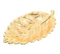 PRETYZOOM Luxury Gold Leaf Shaped Snack Tray, Medium Alloy Fruit Plate, Multifunctional Decorative Serving Dish for Tabletop Snacks, Dry Fruit, and Jewelry Storage