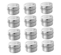 PRETYZOOM Magnetic Stainless Steel Spice Storage Tins Set 12pcs with Sift and Pour Lids, Matte Finish Spice Jars for Refrigerator and Grill Organizing