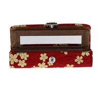 PRETYZOOM Makeup Lipstick Holder with Mirror, Lipstick Storage Box in Rose Gold Floral Pattern, Portable Cosmetics Organizer for Women’s Travel and Daily Use