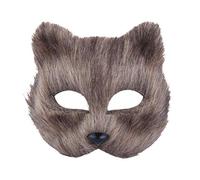 PRETYZOOM Masquerade Animal Masks Plush Fox Masks Half Face Cosplay Costume Masks Costume Accessory for Halloween Carnival Mardi Gras Party Grey