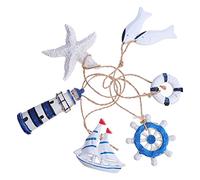 PRETYZOOM Mediterranean Style Diy Hanging Pendants Fish Ornaments for Home Wall Garden Decor Set of 6 Small Coastal Decorations with Rope