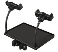 PRETYZOOM Microphone Stand Tray Clamp 20x14cm Small Multi-function Shelf Sound Card Tray with Dual Mounts and Storage Box for Live Streaming and Studio Recording