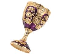 PRETYZOOM Mini Chalice Goblet Metal Shot Glass with Embossed European Medieval Design Sturdy Highstem Wine Cup for Christmas Party Bar Whiskey Liqueur Elegant Vintage Decor