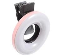 PRETYZOOM Mini Clip-On LED Ring Light for Phone Macro Lens Fill Lighting, Portable Selfie Lamp for Close-Up Photography of Jewelry, Nails, and Small Objects, Pink
