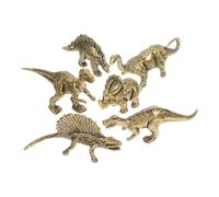 PRETYZOOM Mini Dinosaur Figures, Set of 6, Brass, Small Decorative Miniature Sculptures for Home, Office and Children from 3 Years